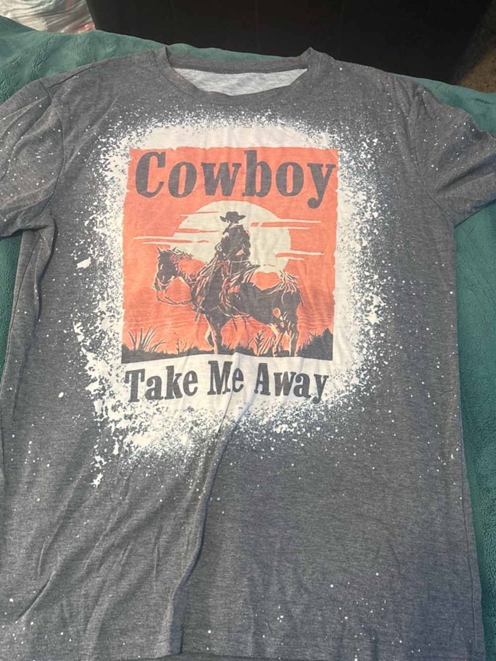 Cowboy Graphic Tee - Gray with Orange Print